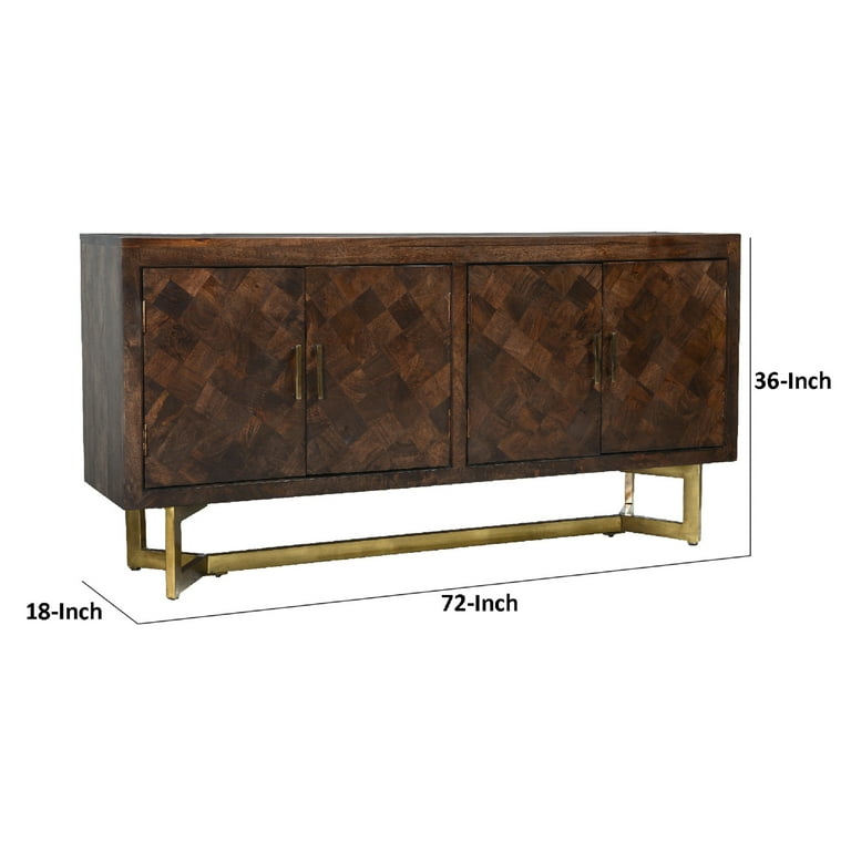 Medium Brown Solid Mango Wood Finish Sideboard With 6 Easy Sliding Drawers Medium Brown Solid Mango Wood Finish Sideboard With 6 Easy Sliding Drawers