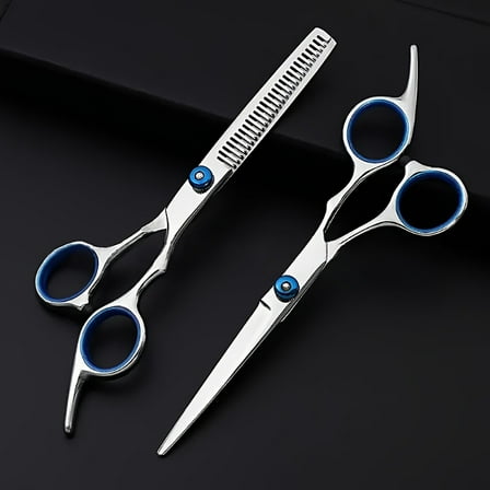 Premium Hair Cutting Scissors 2pcs Set, Stainless Steel Thinning & Cutting Shears, Professional Ergonomic Hairdressing Scissors for Barbers Salon Home Use