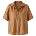 thumbnail image 6 of cfhntfmh Womens Tops Summer Half Sleeve Collared V Neck T-Shirts Zipper Loose Casual Workout Shirts Solid Color Clothes, 6 of 6