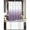 thumbnail image 6 of No Hook Cloth Fabric Shower Curtain with Snap in Liner, Moroccan Purple Waterproof Shower Curtains Set with See Through Top Window, Geometric Gradient Plaid Modern Bath Curtains Shower 54"x78", 6 of 6