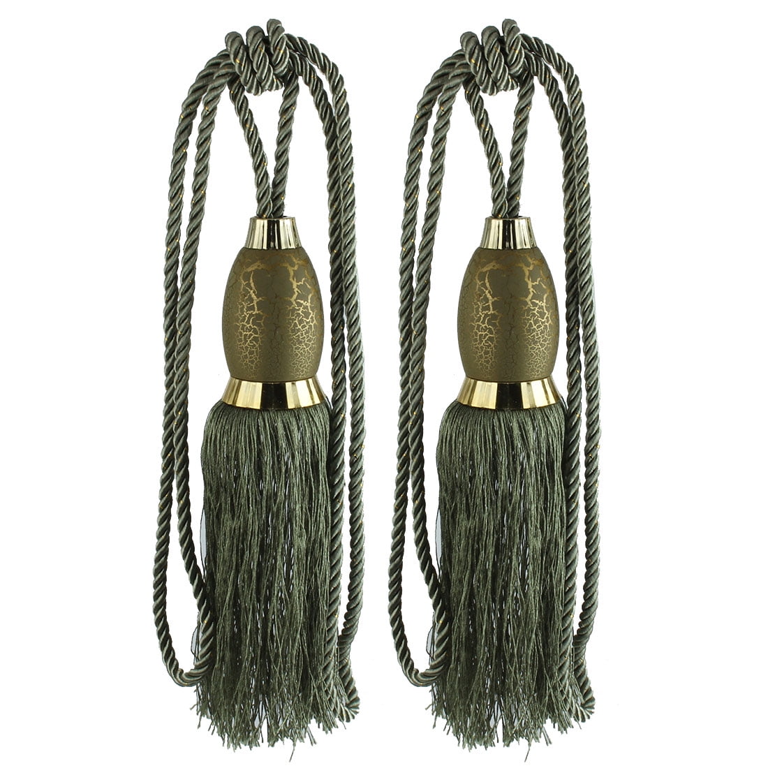 TWO 2 Quality Traditional Tassel Rope Curtain Tie Backs Ties MOSS GREEN NEW!