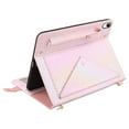 thumbnail image 4 of For iPad mini 2021/mini 2024 Wallet Case,With Shoulder Strap&Hand Strap With Elastic,[Stylus Slots&Envelope Pocket,Card Slots],Flip Folio Stand PU Leather Shockproof Rugged Cover,Pink, 4 of 10