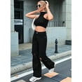 thumbnail image 4 of Women'S Ripped Jeans High Waisted Distressed Baggy Straight Wide Leg Pants Black S, 4 of 5