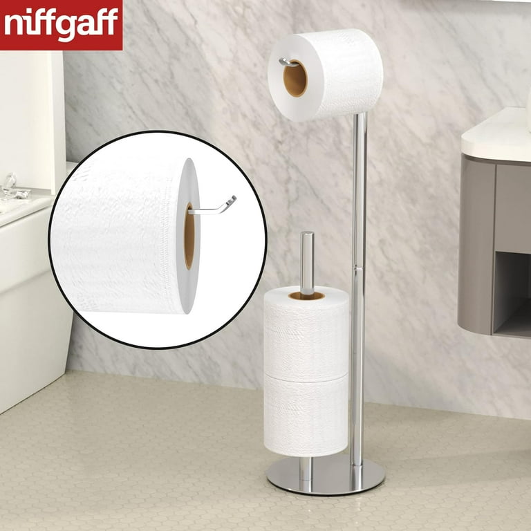 Freestanding Toilet Paper Holder, Brushed Nickel, Stainless