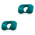 thumbnail image 4 of Cateissary Air Flight Inflable en forma de U Almohada Oficina Avión Almuerzo Descanso Cuello Soporte Flocado Cojín Accesorio para exteriores Verde oscuro flocado 2piezas, 4 of 6