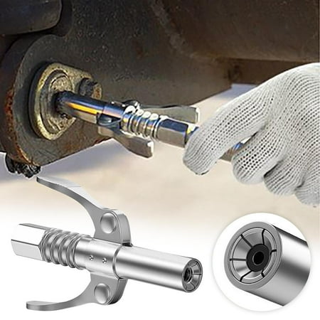 

Qdahuk Grease No Leak Tool Tip Heavy Duty Quick Lock Handle Stainless Steel Injector Nozzle silvery