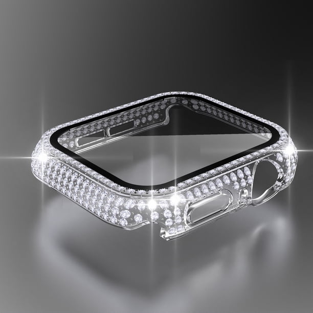 Caja de reloj de diamantes de vidrio templado incorporado para Apple Watch Ultra 49mm 38mm 40mm 42mm 44mm 41mm 45mm iWatch 8 7 6 SE 5 4 3 cubierta Tan Jianjun unisex