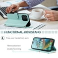 thumbnail image 4 of Decase for iPhone 14 Case Wallet with Card Holder for Women Man,Elegant Style Protective Leather Stand Cover Magnetic Clasp Crossbody Strap & Wristband,for iPhone 14- mint, 4 of 6