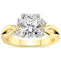 IGI Certified 3 Carat Radiant Shape Lab Grown Diamond Engagement Ring | 14K Yellow Gold | Twisted Blossom Lab Diamond Ring | FG-VS1-VS2 Quality Friendly Diamonds