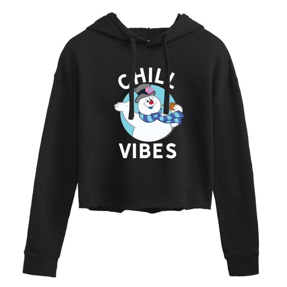 Frosty The Snowman - Christmas - Chill Vibes - Juniors Cropped Pullover Hoodie