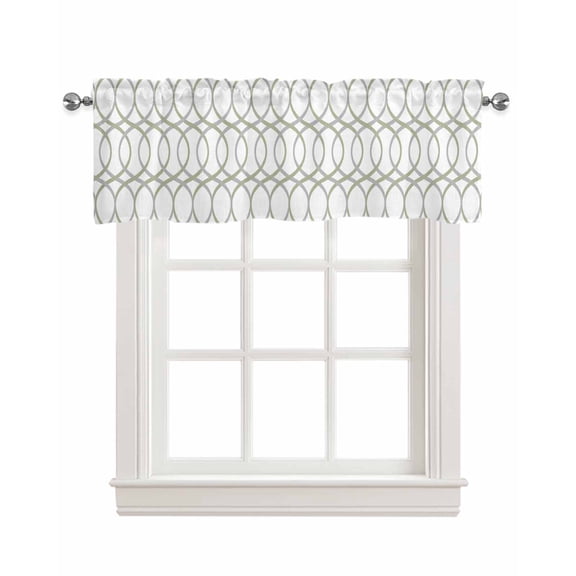 Sage Green Stripes Linen Curtain Valance for Bedroom/Bathroom/Kitchen/Office/Living/Dining Room Window,Contemporary Grey Simple White Rod Pocket Topper Decorative Cafe Drapes Panel 42"x12"