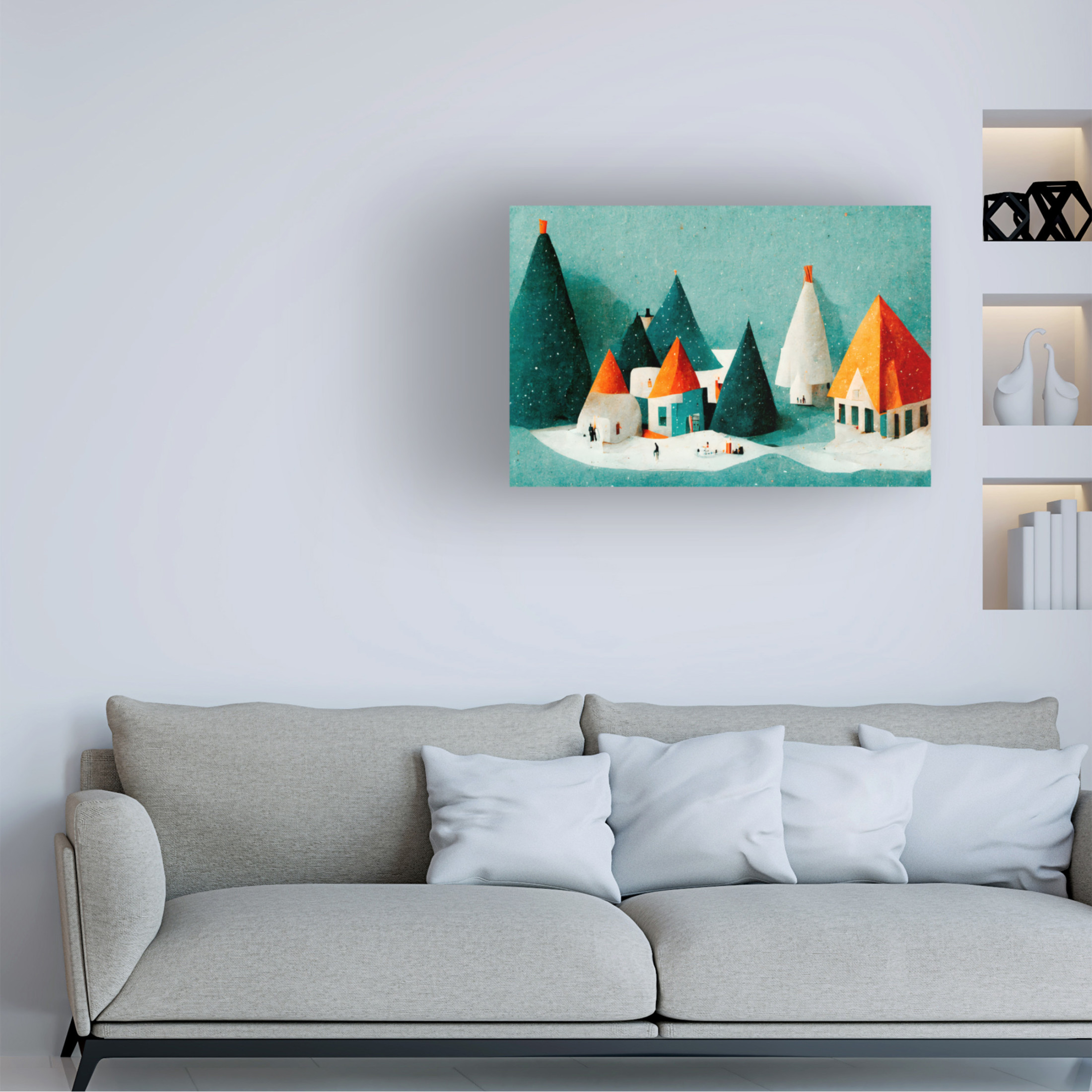 Canvas Wall Art - Treechild 'Cute Paper Village' Wall Art for Living Room, Bedroom, or Office D?cor by Trademark Fine Art - 24 x 16 Inches