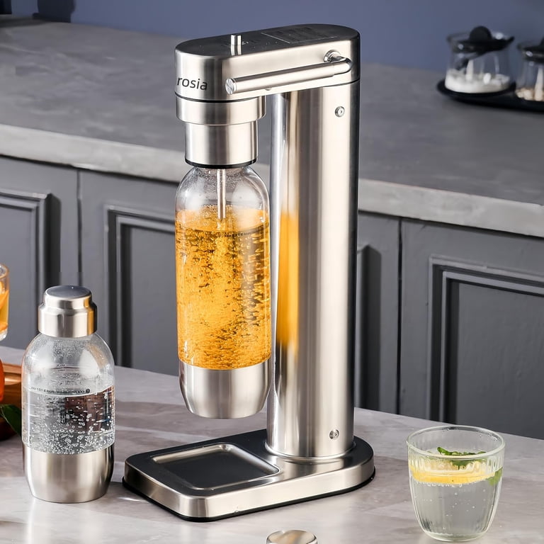 Carbonates Any Drink-Airosia Soda Maker Machine-304 Stainless Steel Sparkling Water Maker, Carbonator Machine with BPA Free Bottles(1L+0.5L) (CO2