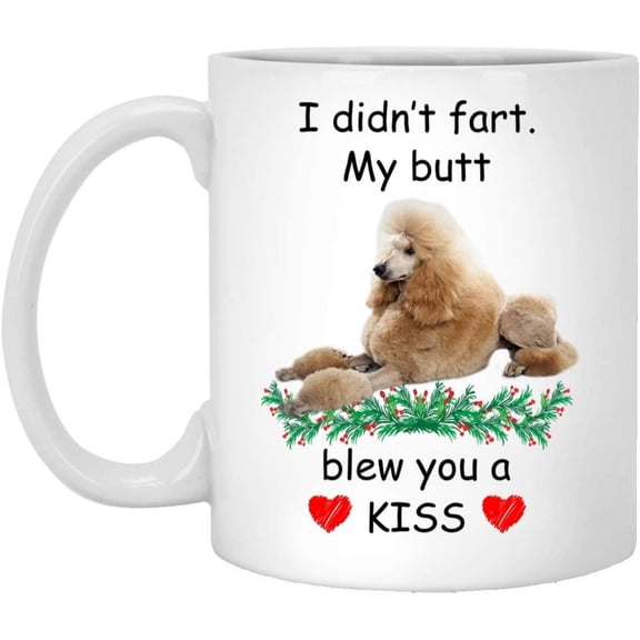 Funny Pet Lover Gifts Standard Poodle Golden Blew You A Kiss Christmas 2022 Gifts White Coffee Mug White 11oz