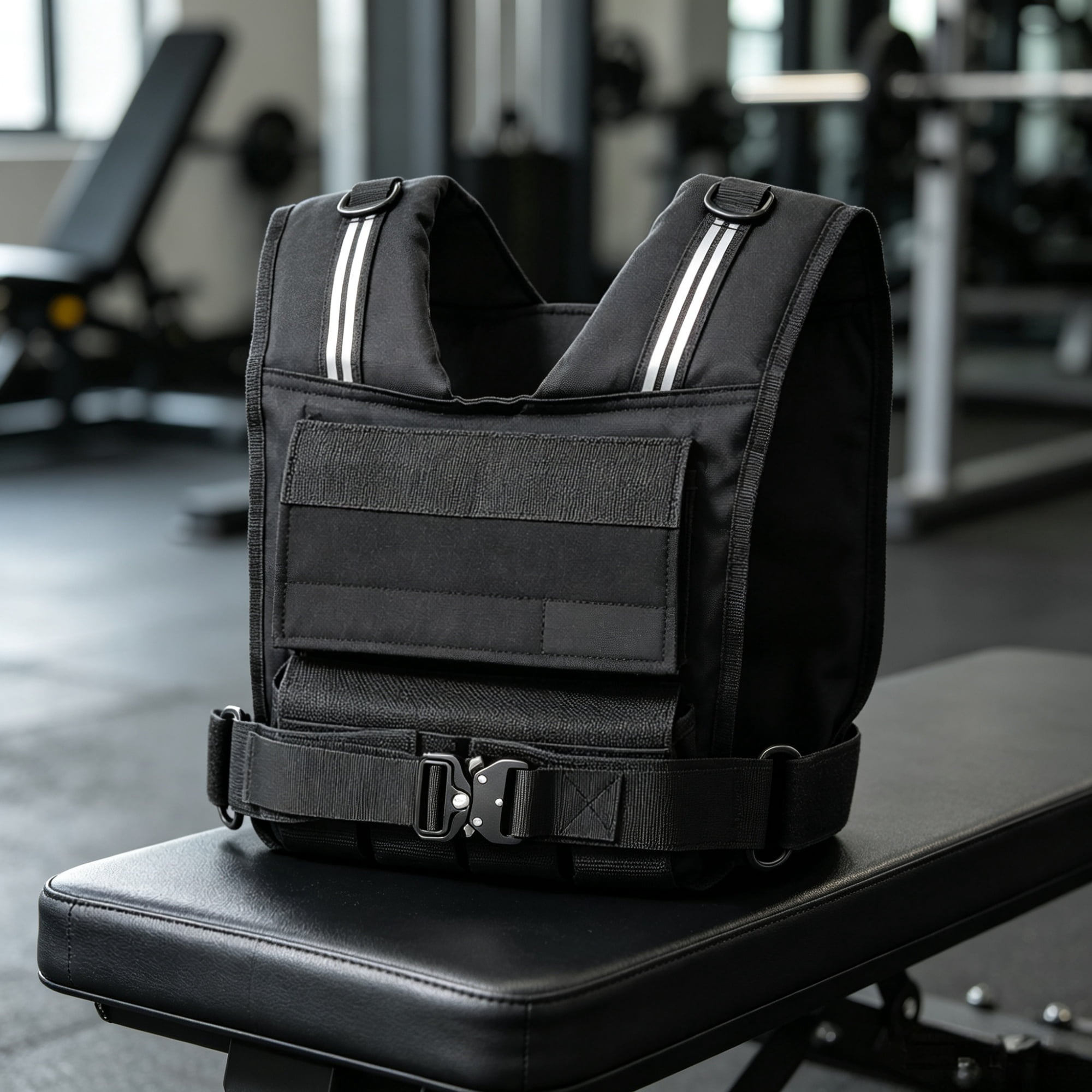 35lb Adjustable Weighted Vest, Iron Weight Training Vest with Shoulder Pad & Reflective Stripes for Running (Only Load-bearing Vest)