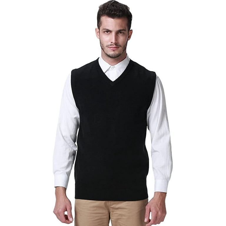 Mens Knitted Vest Pullover Regular Fit V Neck Sleeveless Sweater Vest for Men Black 3X Large Walmart