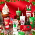 thumbnail image 2 of Vasos navideños de plástico Skylety, 24 unidades, 710 ml, con tapas y pajitas, 2 of 7