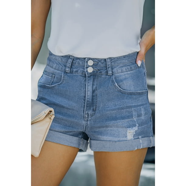 Light blue high waisted shorts hotsell
