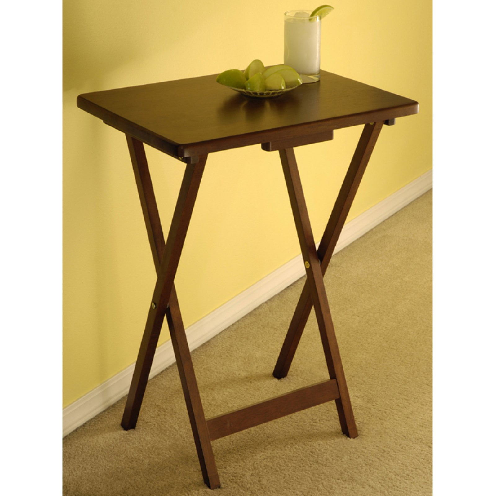 Set Of 4 Single Tv Table Walnut Com