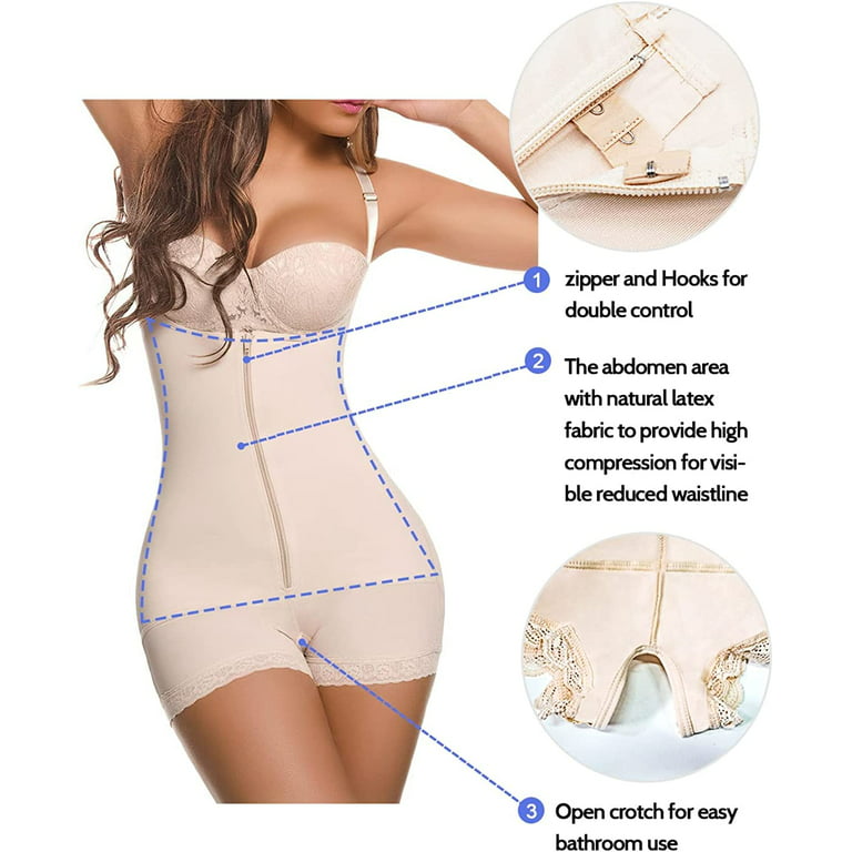 SHAPERX Shapewear for Women Tummy Control Thong Bodysuit Open Bust Body  Shaper XX-Large Skin Shorts 