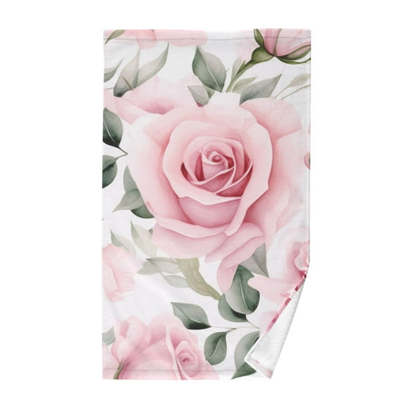 Roses Flowers Cotton Face Towels Soft Hand Towel Absorbent Bathroom Towel for Kitchen Hotel Decoration