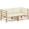 thumbnail image 1 of vidaXL 2 Piece Garden Lounge Set with Cream White Cushions Bamboo, 1 of 5