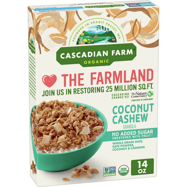 Cascadian Farm Organic Granola, No Added Sugar, Coconut Cashew 14 oz