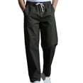 thumbnail image 1 of Mens Casual Fashion Solid Straight Leg Pants Drawstring Elastic Waist Pants RXIRUCGD Café, Taille: TG, 1 of 3