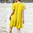 thumbnail image 3 of Xyxonk Summer Dresses for Women Short Sleeve Flowy Swing Dress 2025 Trendy Solid Color Crewneck Vocation Dresses Yellow XL, 3 of 4