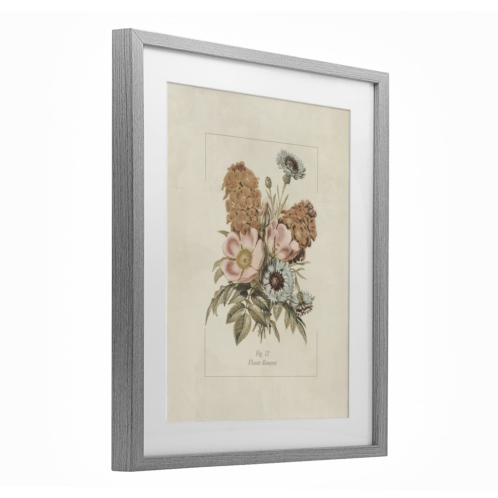 Stupell Industries Flower Bouquet Vintage Blossoms Gray Framed Print Under Glass, design by Dan Meneely