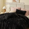 thumbnail image 3 of Intelligent Design Full/Queen Shaggy Faux Comforter Set, Long Fur Wave Spring Comforter Bedding Set, 3-Piece Warm Bed Set with Pillow Sham, Black, 3 of 8