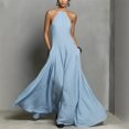 thumbnail image 2 of Laqbezok Women's Halter Neck Backless Maxi Dress, Casual Sleeveless Open Back Long Gown, Minimalist Summer Beach Sundress with Pockets, 2 of 6