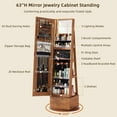 thumbnail image 4 of Joaxswe Fluted 360° Swivel Jewelry Cabinet with Full Length Mirror Modern Adult Accessory Armoire with Rear Storage Shelves, Tea Brown, 4 of 9