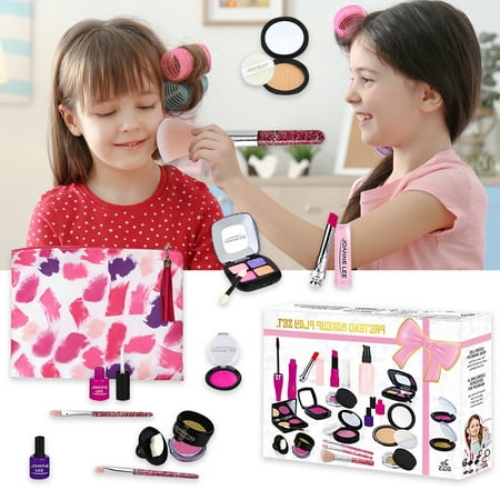Pretend Makeup Kit Toys for Girls, Make Up Set for Little Princess Play Dress Up, Kids Cosmetic Toys, Birthday Gifts with Cosmetic Bag for 3, 4, 5, 6, 7, 8 Years Old Girls (Not Real Makeup)