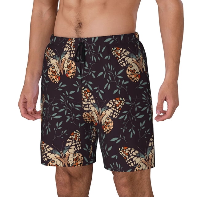 Fotbe Butterfly1 Traje de Baño para Hombre – Shorts de Natación de Secado Rápido con Forro y Bolsillos-Medium