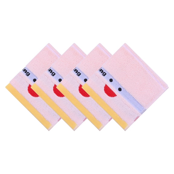 Unique Bargains Embroidery Cotton 13 x 13 Inches Soft Absorbent Washcloths Peach Pink 4pk