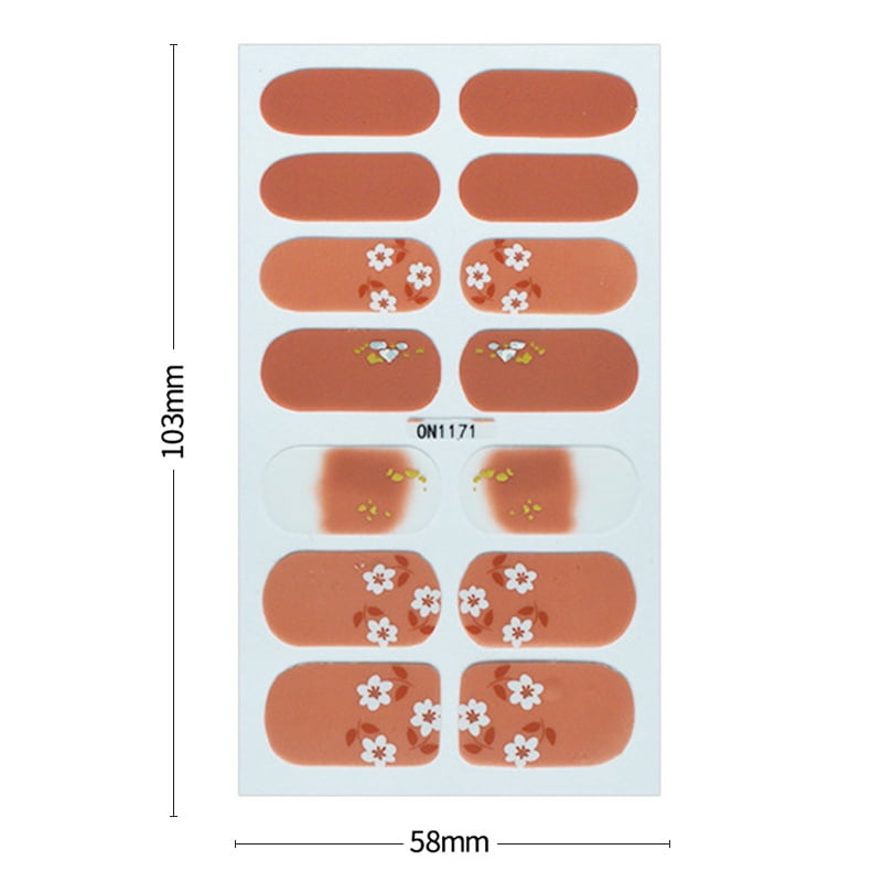 DIY Free-Baking Full Cover Wraps Flower Gradient Nail  Patch Polish Strips Salon Finished Nail Decals No Need UV Lamp Cured