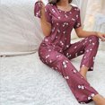 thumbnail image 3 of Tnhcen Pajamas for Women Set Long Sleeve Round Neck Nightwear Shirt Pants Sleepwear Lounge Home Clothes Sets S-2XL, 3 of 4