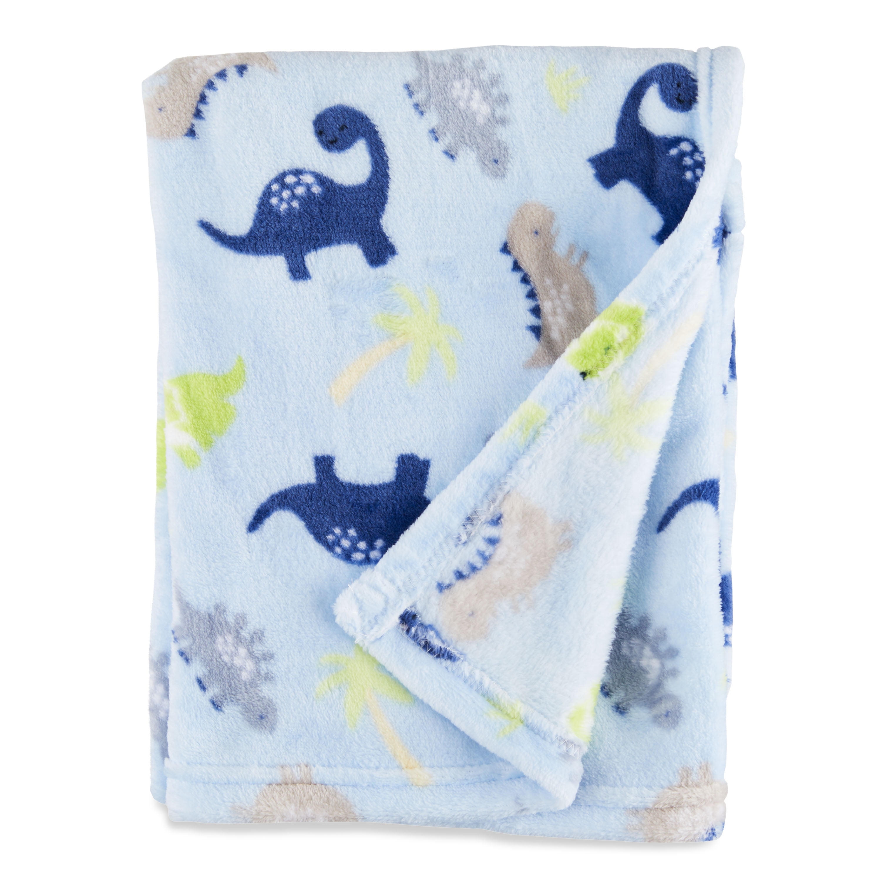 Parent's Choice Blue Dinosaurs Plush Baby Blanket, 30" x 36"