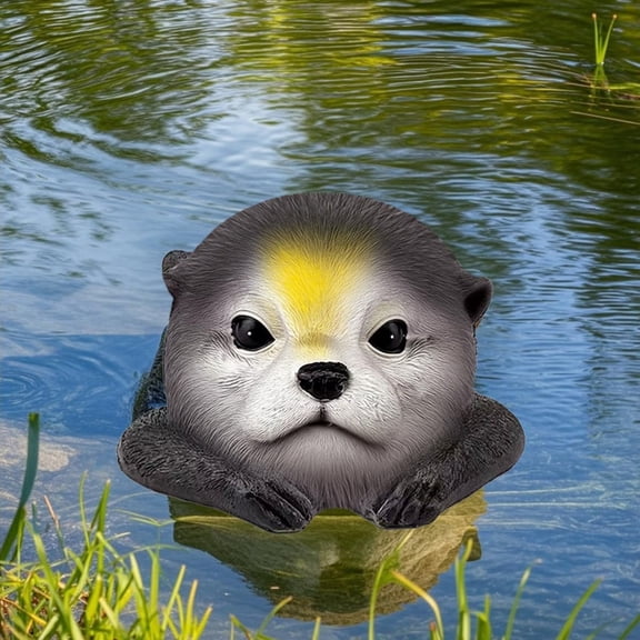 Pond Floating Otter Head Resin Decorations,Fake Animal Pond Decor for Outdoor Ponds,Duck Deterrent Suitable for Pools Garden Lake Decor Koi Pools and Swimming Pool