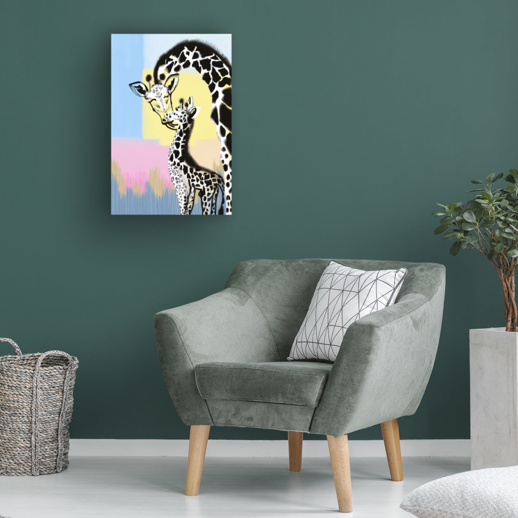Canvas Wall Art - Meleshnie Govender 'Mama Giraffe And Baby' Wall Art for Living Room, Bedroom, or Office D?cor by Trademark Fine Art - 16 x 24 Inches