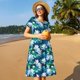 thumbnail image 4 of Disketp Blue Lotus Flower para Vestido de Manga Corta para Mujeres, Vestidos de Verano para Mujeres, Casual y Holgado para la Playa, 4 of 6