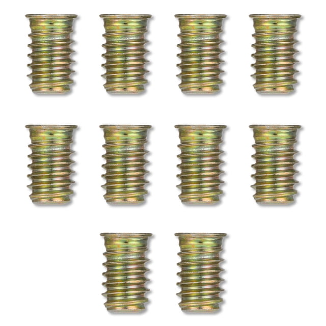ziyahi 10Pcs Wood Insert Nut with Inside Outside Threads Carbon Steel Cabinet Closet Table M8 Hexagonal Threaded Nuts Furniture Fixing