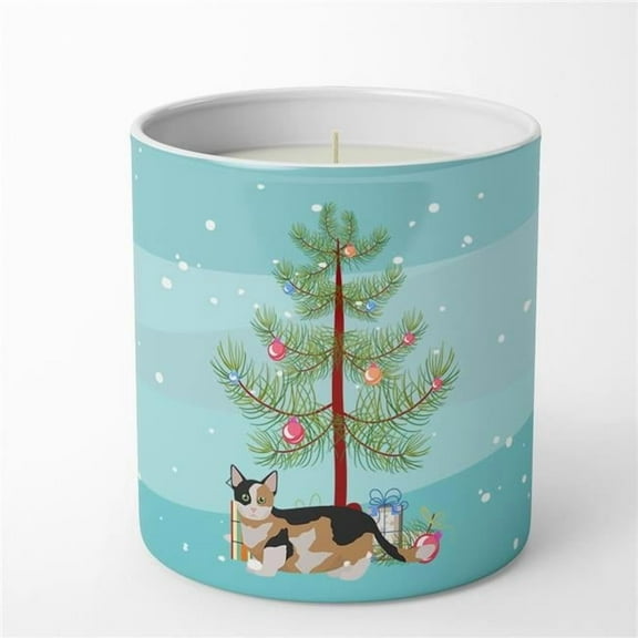 Carolines Treasures CK4656CDL 3.75 x 3.25 in. Unisex Munchkin Cat Merry Christmas 10 oz Decorative Soy Candle