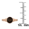 thumbnail image 3 of 10k Rose Gold Vintage Style Genuine Round Smoky Quartz and Diamond Ring, 3 of 5