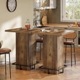 thumbnail image 6 of Tribesigns Bar Table, 39.37" High Wooden Square Bistro Pub Table with Metal Frame Footrest for Dining Coffee Cocktail Living Room, Small Space, Black, 6 of 6