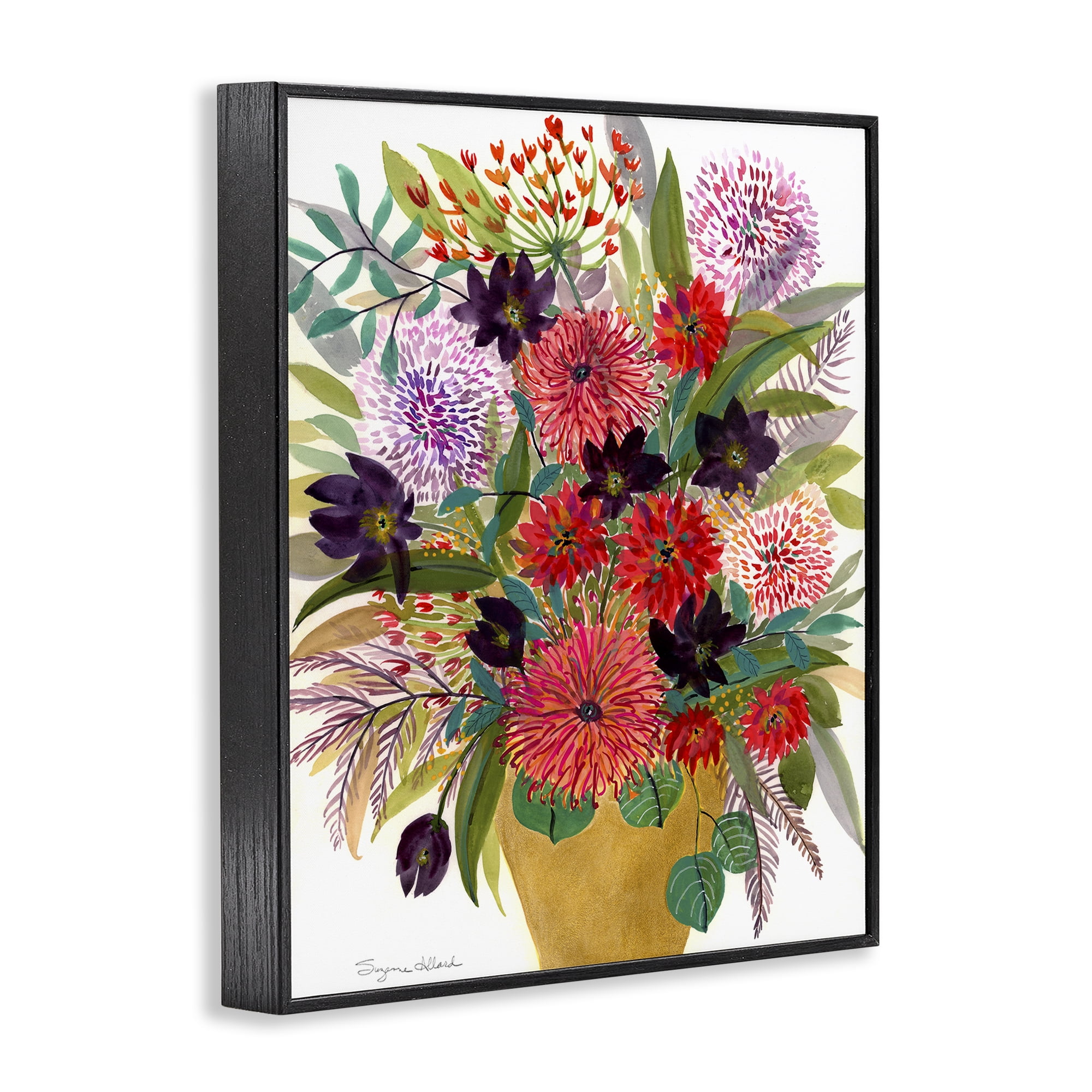Stupell Industries Celebration Flower Bouquet Black Framed Giclee Art, design by Suzanne Allard