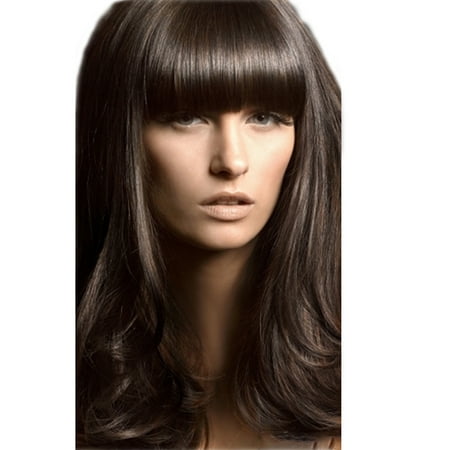 Hair Extensions Brown Cheap S-noilite Lady Natural Hair Extension Clip In Front Hair Bangs Fringe human Straight Hair Front Hair Extensions 1 pcs Dark Brown, 8