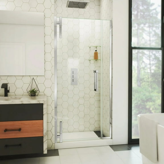 DreamLine Ascend 32 - 33 inch W x 72 inch H Frameless Pivot Shower Door in Chrome