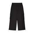 thumbnail image 4 of SAWOBUUN Kids Boys Girls Cargo Capri Pants School Uniform Elastic Waist Casual Straight Leg Cropped Trousers with Side Pockets, 4 of 7